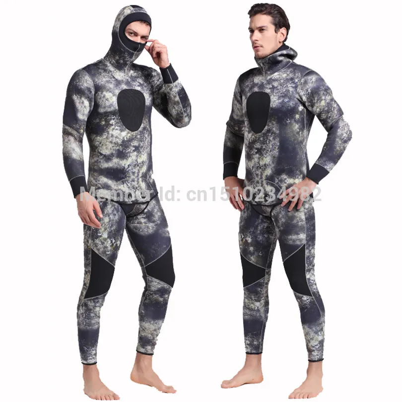 

SBART 3MM Neoprene Wet suit Camouflage Spearfishing Wetsuits for Underwater Hunting Hooded 2-pieces Thicker Scuba Diving Suit