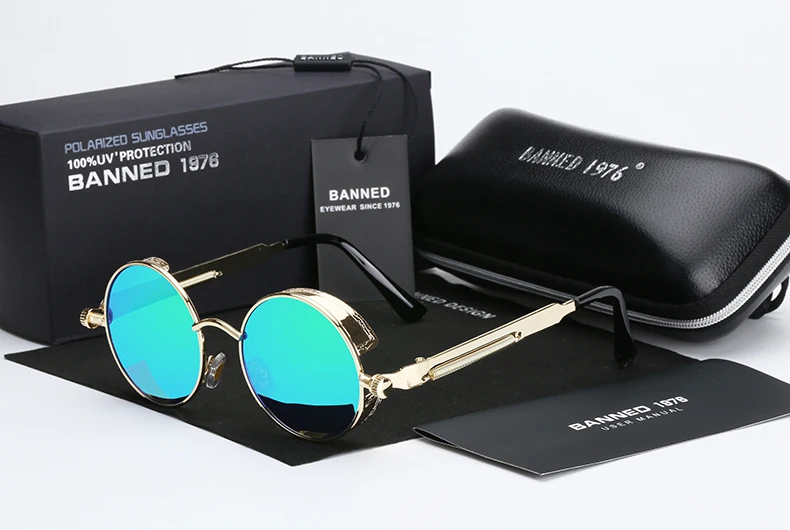 Ретро круглые металлические HD поляризованные панк стимпанк Солнцезащитные очки для женщин и мужчин, Винтажные Солнцезащитные очки oculos de sol feminino masculino