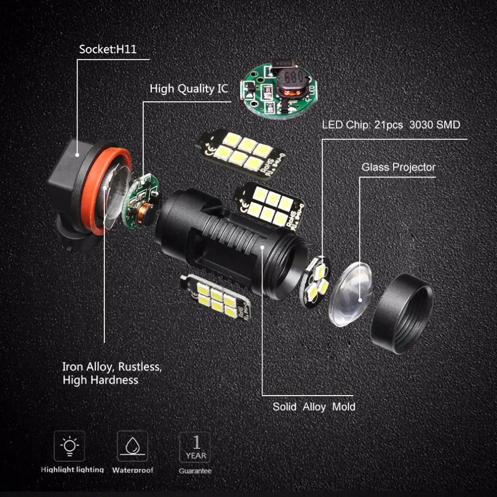 2шт 3030SMD 1200LM авто светодиодные противотуманные фары HB4 9006 для Mitsubishi Pajero 3rd. Ген. V60(2002