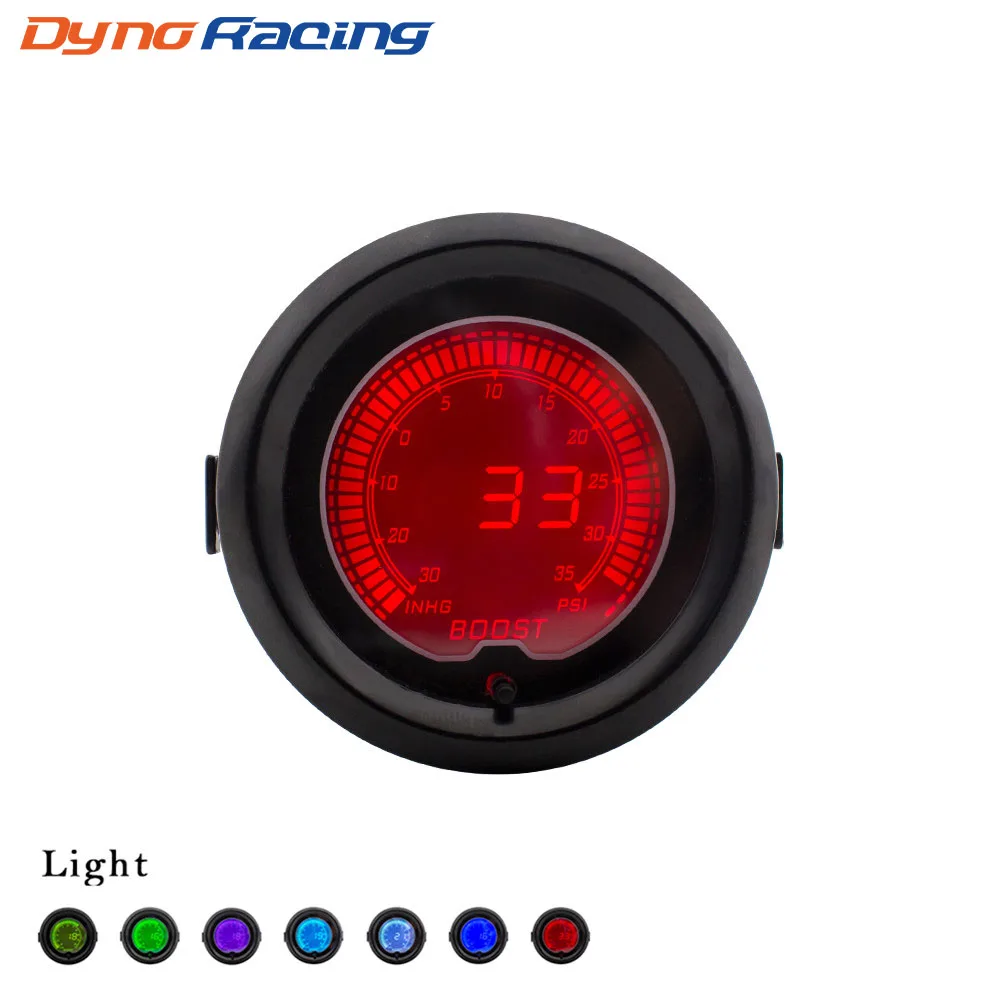 2" 52mm Boost gauge EVO LCD 7 Colors Digital Turbo Boost gauge 30In.hg