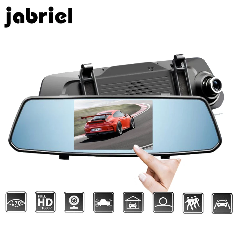 

Jabriel 5 inch IPS Car DVRs Rear View Camera mirror auto registrars dvr car dash camera dual lens drive video recorder full hd