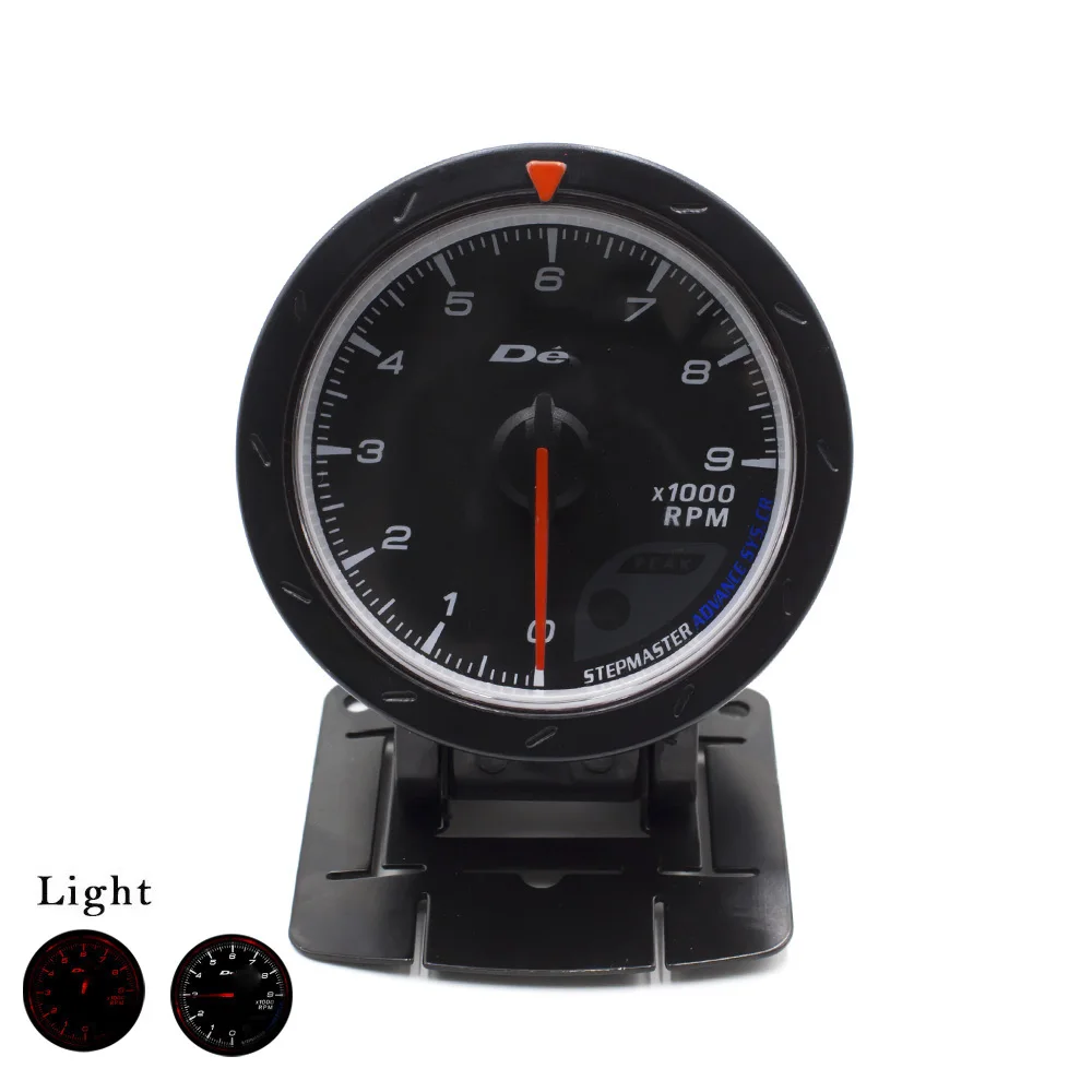 Free Shipping Black Shell 60mm Car Tachometer RPM Red & White LED