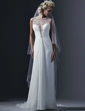 Free Shipping Custom made Beach Wedding Dresses Elegant Cap Sleeve O-NECK Vintage Vestido de Noiva 2017 Wedding Dress Of China