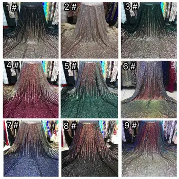 

9 Color 2019 Nigerian Latest French Lace Fabric Embroidered Net African Lace Fabric High Quality Dubai Tulle Lace With Sequins