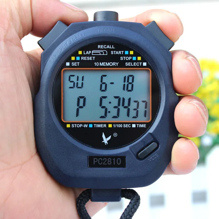 Mini Multifunction 2 Rows 10 Memories Handheld Electronic Stop Watch