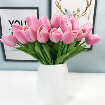 

10pcs beautiful real touch flower PU tulip flower artificial bouquet fake flower bridal bouquet decoration wedding