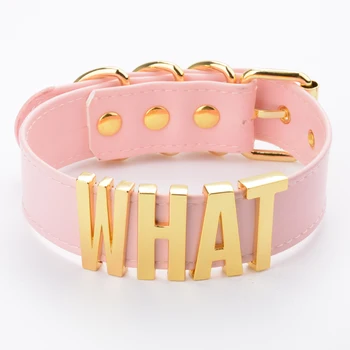 

Name Choker Hand Crafts Gold Letter Word Initial Gothic Jewerlry What Vinyl Bondage Slave Collar Necklace