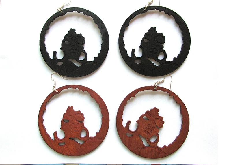 Новейшие 8 см африканские афро волосы в Форме Деревянных серег|wooden earrings|afro wooden