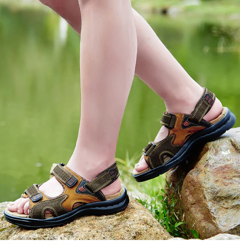 VESONAL/Новинка года; Летняя обувь из натуральной кожи; мужские сандалии; повседневные классические пляжные сандалии для прогулок