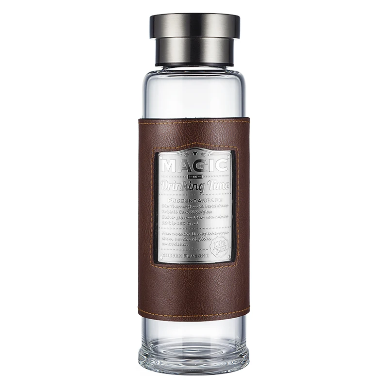

CHEVEN 550ml Creative Brief Portable Glass Water Bottles Heat Resisting Bottle with Lid Driect Drinking Tea