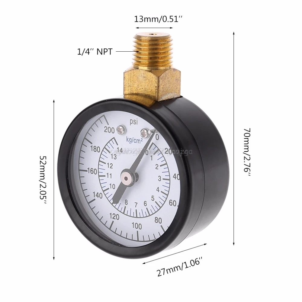 Манометр для воды, воздуха, Газа 1/" NPT резьба 0-200 фунтов/кв. дюйм 0-14 кг/квадратный сантиметр для водопроводного крана Mr29 19 Прямая поставка