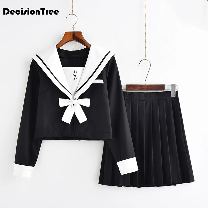 

2019 sailor suit students japanese school uniform for teens preppy style cos uniform jk japanese seifuku bow skirt shirt