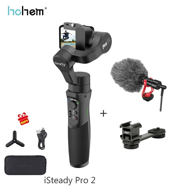 Hohem iSteady Pro 2 3-осевой Карманный стабилизатор для экшн-камеры Gopro Hero 7 6/5/4 Yi 4K SJCAM DJI Osmo экшн Камера PK Feiyu G6 - Цвет: add mic bracket