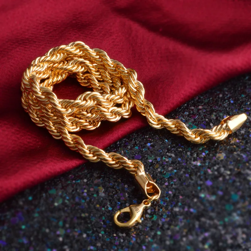 OMHXZJ, индивидуальные модные вечерние женские и девичьи свадебные подарки, золотая цепочка 6 мм, 18 К, Золотая цепочка, ожерелье NC157