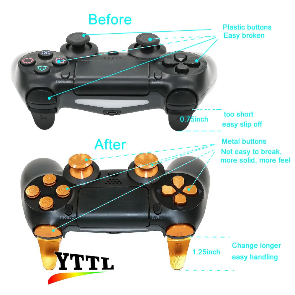 PS4 metal replacement buttons gold 3