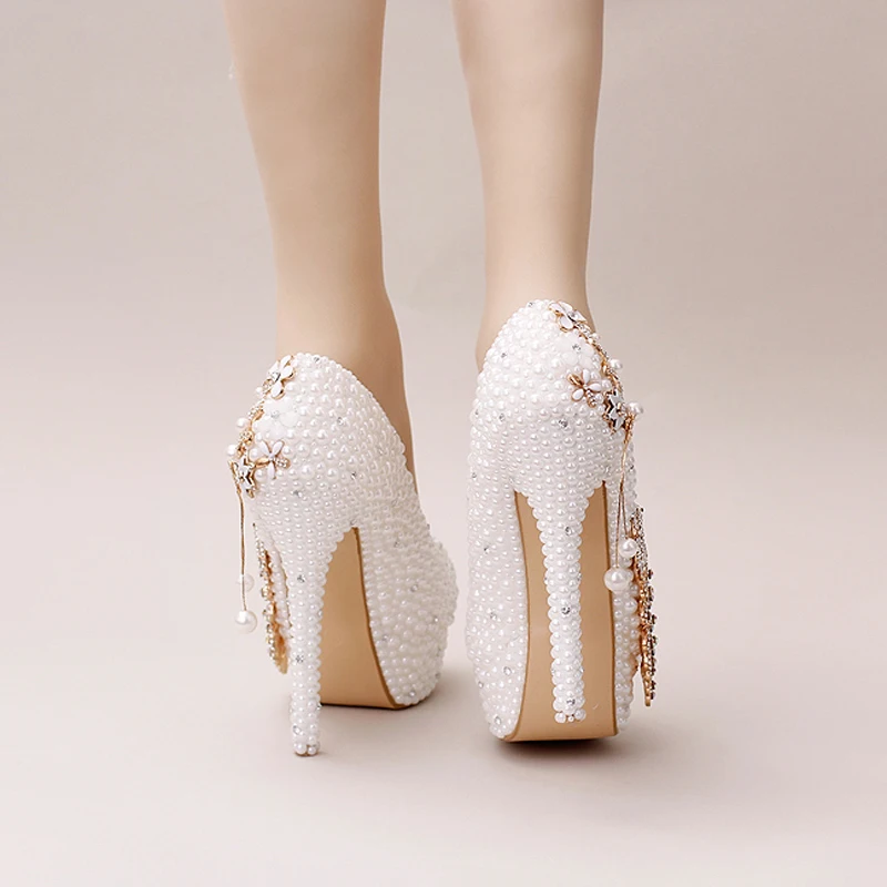 Жемчужная обувь под свадебное платье с фениксом для невесты роскошная свадебная обувь со стразами выходные туфли на высоком каблуке для выпускного вечера фиолетовые белые туфли для выпускного бала и мероприятий