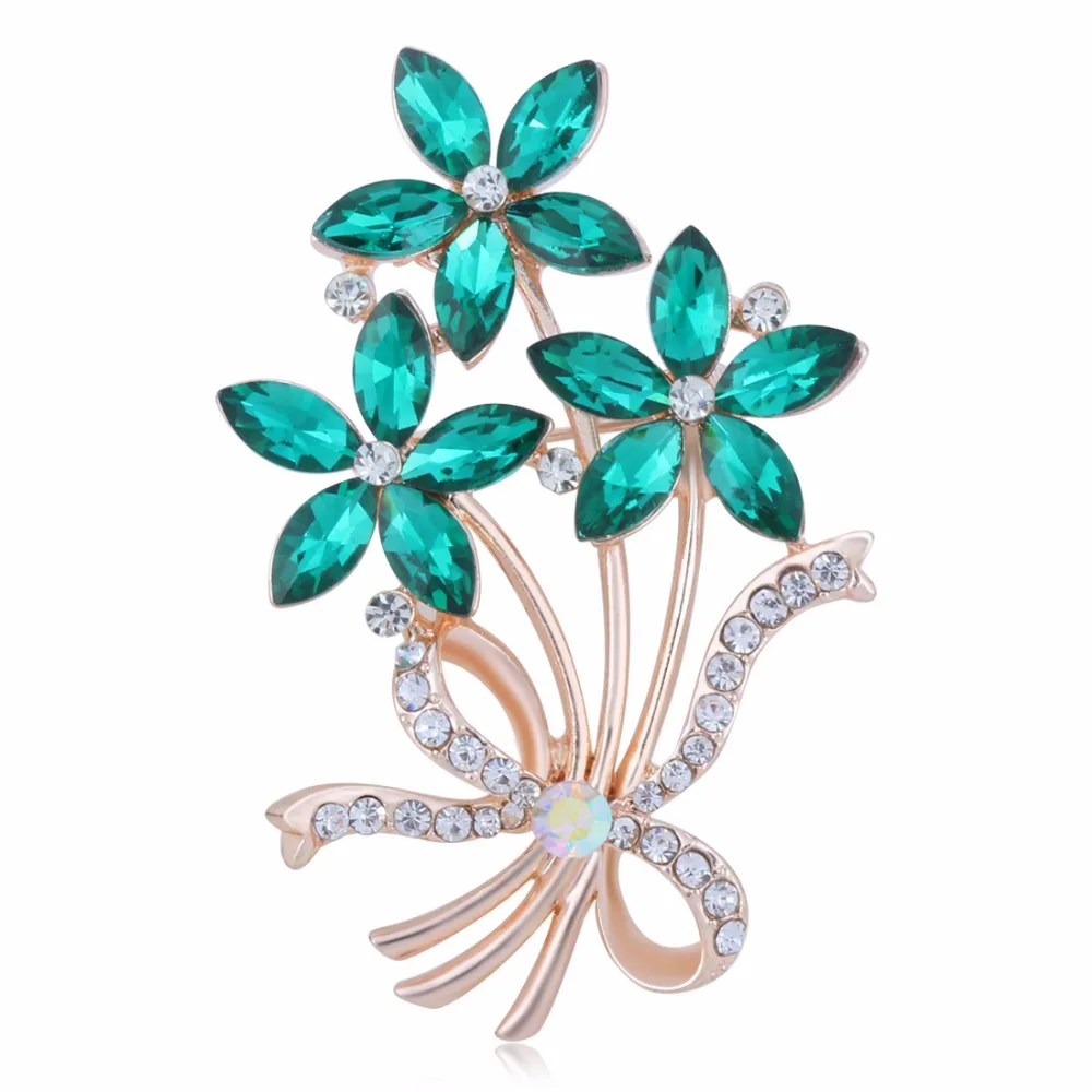 Brooches For Dresses Crystal Rhinestone Flower Bouquet Brooch Pin Rose