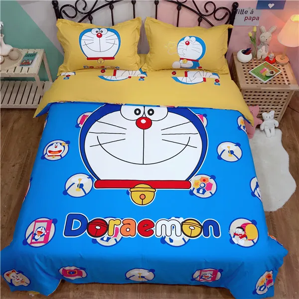 Комплект постельного белья с рисунком Doraemon для мальчиков, хлопковое стеганное одеяло, милое пуховое одеяло с рисунком «Королева», милое постельное белье синего цвета для девочек - Цвет: style1