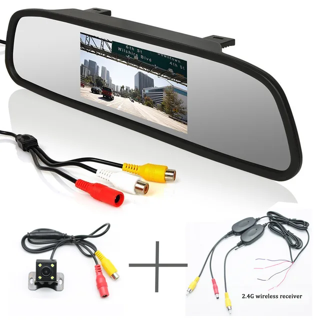 Car Rearview Mirror Monitor 4.3 Inch HD LCD Rear view Mirror Display