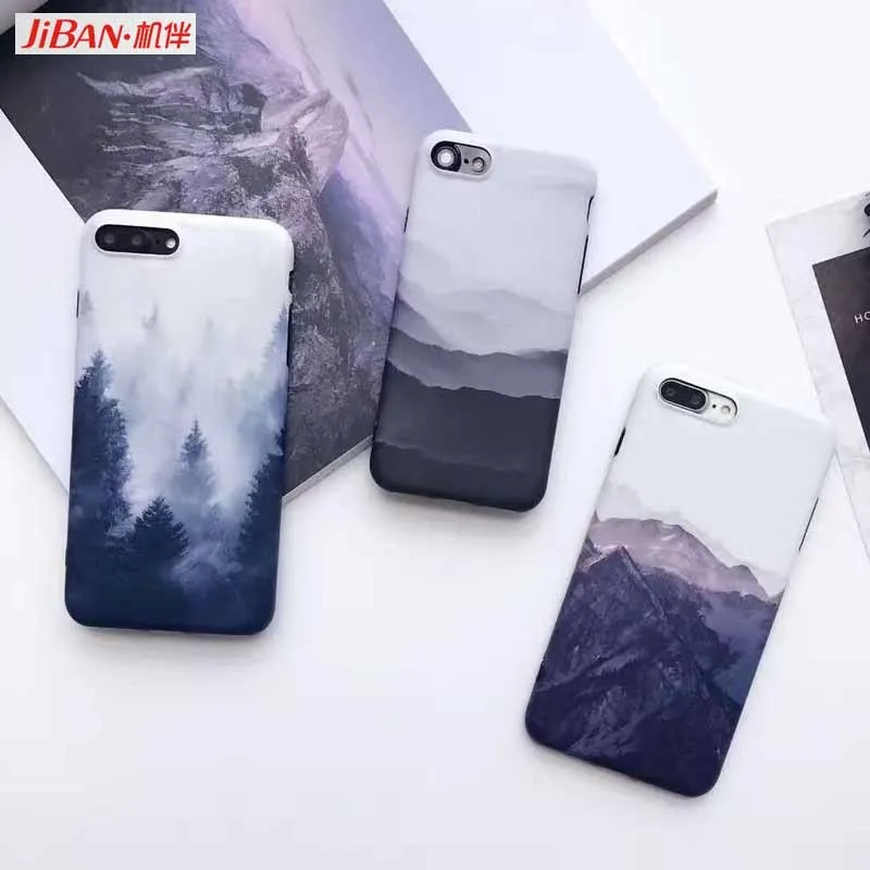 JIBAN simple ink landscape scenery IMD soft Phone Case for iphone X 6 6s 6plus 7 7plus 8plus Back Cover Luxury mobile phone sets |