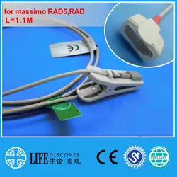 Короткий кабель с клипсой spo2 датчик кислорода для massimo RAD5, RAD8