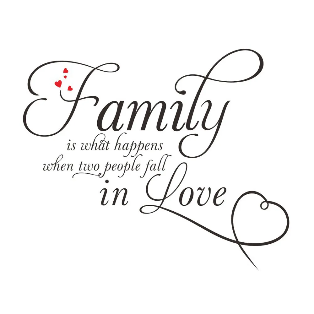 53x63cm Family is what happens when fall in love quote wall decal decorative decor DIY removable vinyl sticker mural | Дом и сад