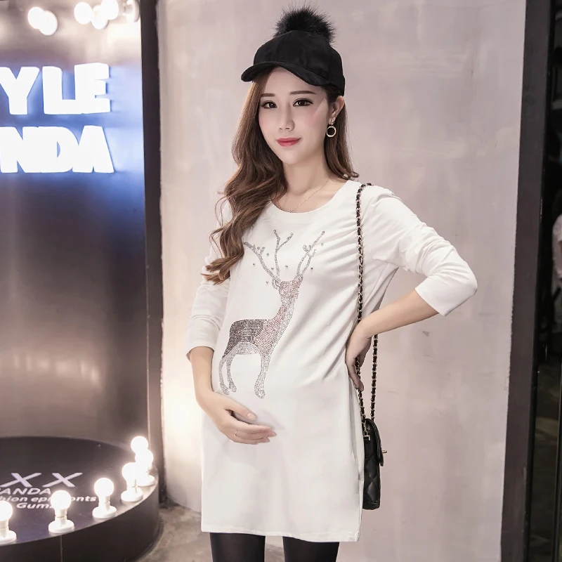 High Quality Pregnancy Clothes For Women 2019 Spring Autumn Fashion Loose Dresses Funny Animal Maternity Clothings Vestidos | Мать и