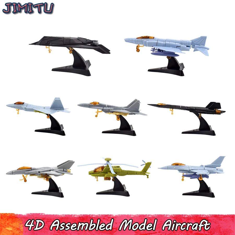 

Mini Fighter Model Toys 4D Military Assemble Aircraft Helicopter Handmade Models Kits Toy for Boys Educational Gifts Decoration