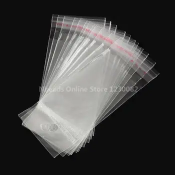 

OPP Cellophane Bags, Rectangle, Clear, 100x45mm, Hole: 8mm