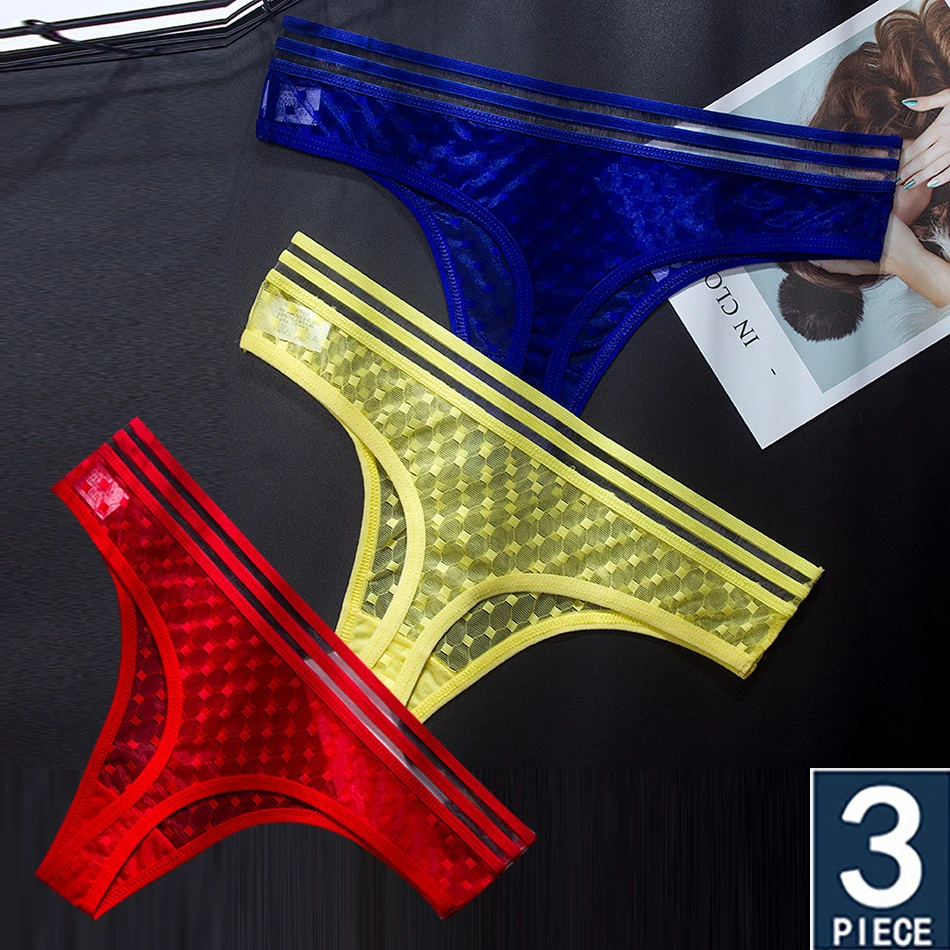 

3pcs Set Hot Sexy Mesh Thong Women Low-Rise Underwear Women Seamless Panties Women Plus Size G String Femme Breathable Briefs