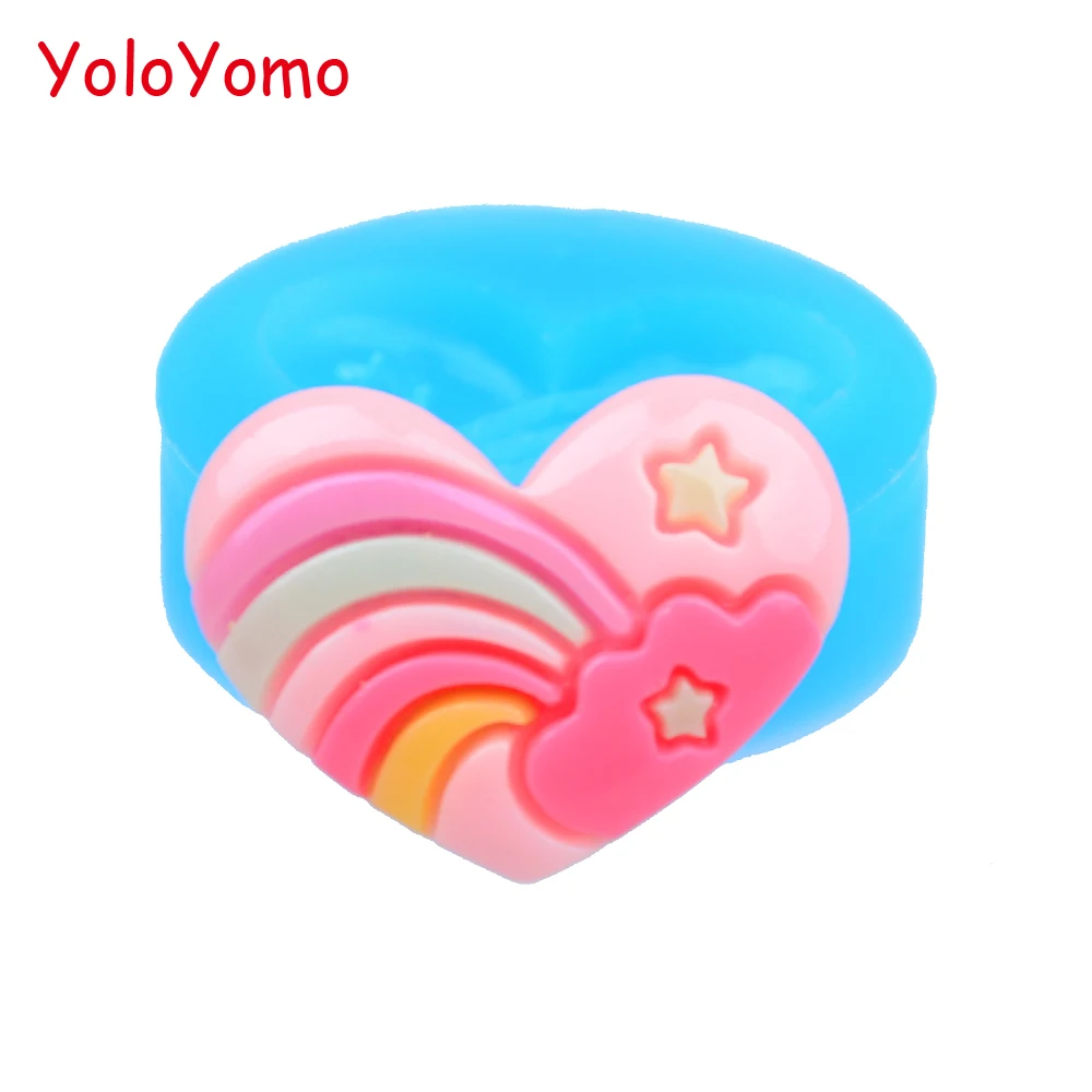 

Q139YL 30.4mm Heart Rainbow Silicone Mold - for Jewelry, Fondant, Cupcake Topper, Cookie Biscuit, Gum Paste, Resin Clay, Candy