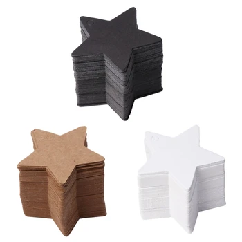 

100Pcs Black Star Kraft Paper Label Price Tags Wedding Christmas Halloween Party Favor Gift Card Luggage Tags AUG24