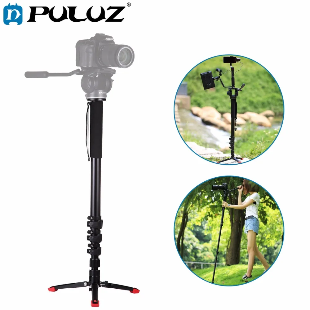 

PULUZ For Camera Accessories Four-Section Telescoping Aluminum-magnesium Alloy Self-Standing Monopod with Support Base Bracket
