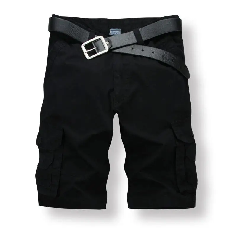 Men's summer shorts pure cotton water washing and multi - Pocket Shorts