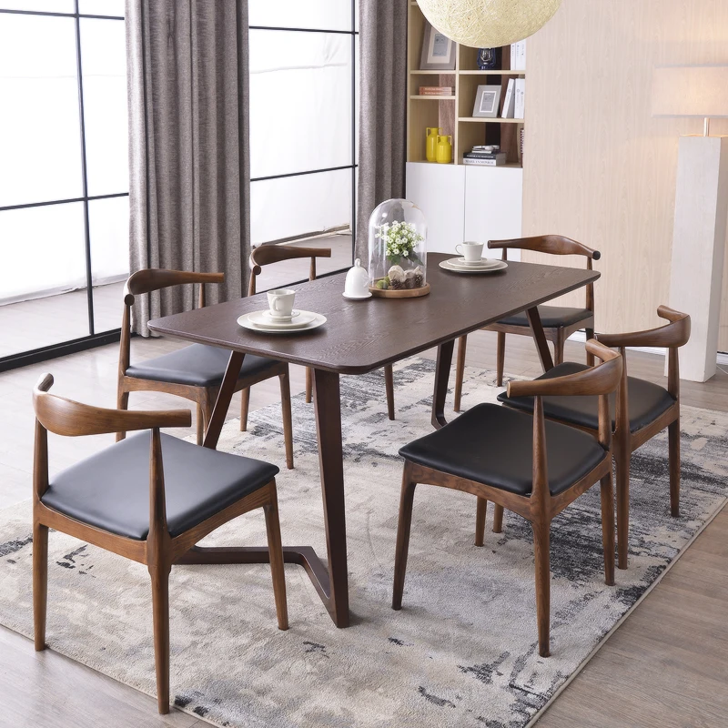Madera nórdica mesas 6 persona mesa de comedor y cuatro sillas combinación de escritorio ikea diseñador.jpg Mesas comedor ikea