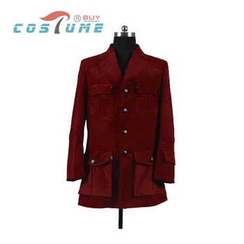

Who is Doctor Dr. Dark Red Corduroy Trench Coat Jacket Cosplay Costume For Men Halloween Costume Custom Made