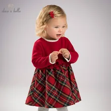 DB6078 dave bella/осеннее платье принцессы для маленьких девочек на свадьбу и День рождения; детская одежда в клетку; дизайнерские платья для маленьких девочек; Vestido