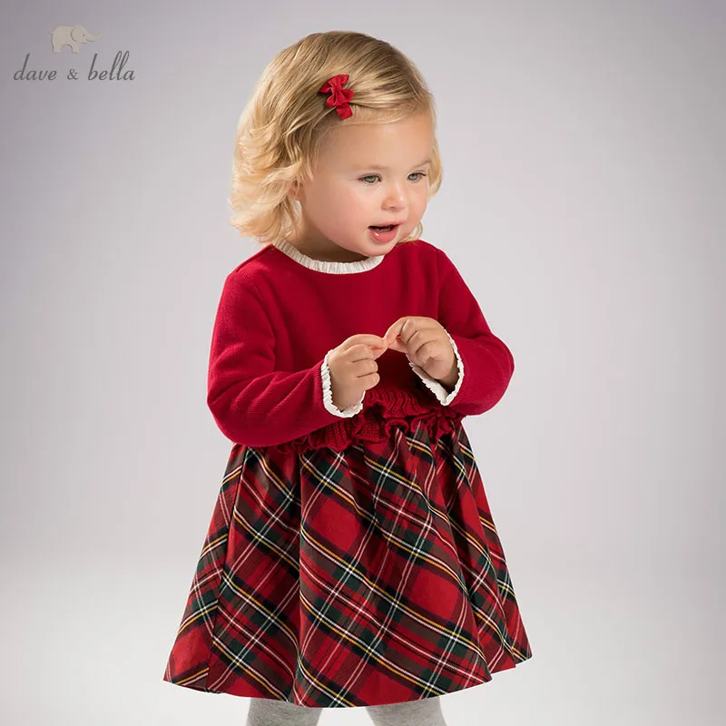 DB6078 dave bella autumn baby Princess girl Wedding Birthday dress Children plaid Clothes Infant Designs GIRL'S Vestido | Детская