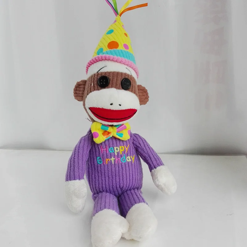 SOCK MONEKY BIRTHDAY MONKEY TY BEANIE BABIES 1PC 25CM Monkey Stuffed