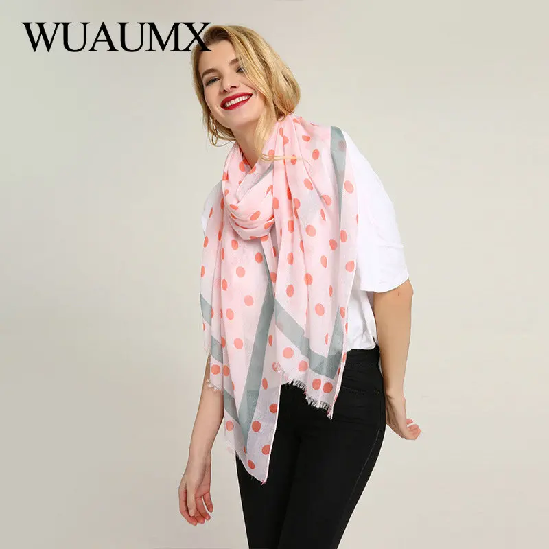 

Wuaumx High Quality Fashion Scarves Wraps Viscose Scarf Women Dot Print Scarfs Hijab Ladies Scarves Shawl Foulard merk sjaal