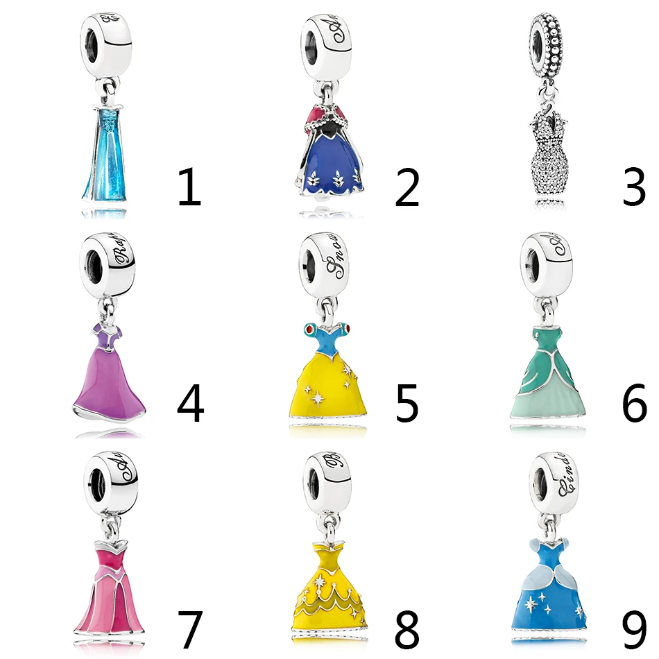 

Authentic 925 Sterling Silver Enamel Dazzling Rapunzel's Dress Princess Pendant Charm Fit Pandora Bracelet Bangle Jewelry
