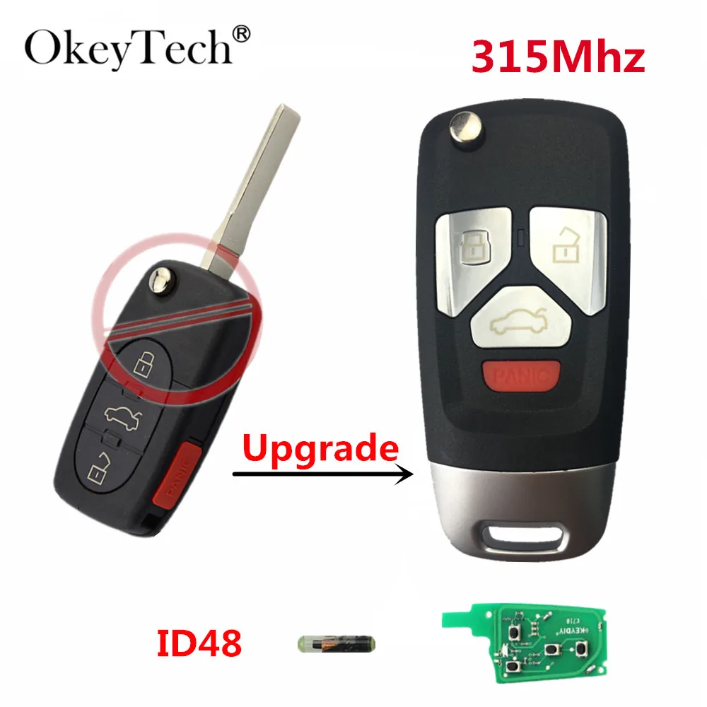 OkeyTech 4 кнопки 315 МГц обновленный Автомобильный Дистанционный ключ для Audi A6 A3 A4 TT автоматический пульт дистанционного управления 4D0837231M 4D0837231A 4D0837231E