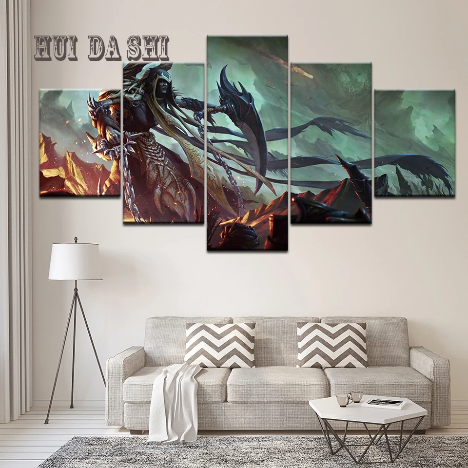 Плакат в американском стиле по мотивам игры SMITE 5 панелей модульная Картина на
