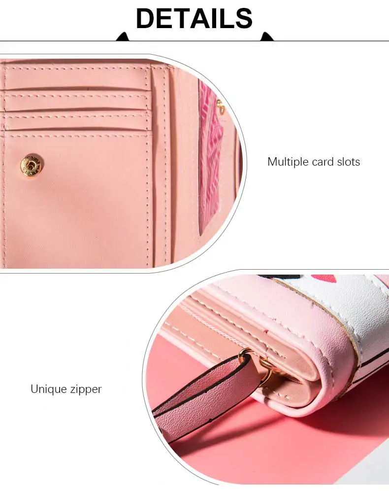cute female wallets girls purses cat coin purse pu leather short wallet (4)