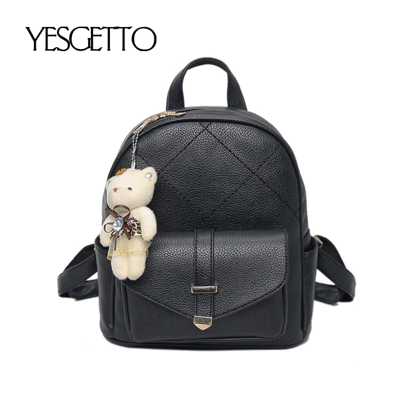 Women Backpack Small Size Black PU Leather Women's Backpacks Fashion School Girls Bags Female Back Pack Famous Brand mochilas712
