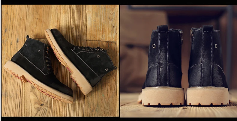 Men's Boots Lace-up Desert Boot Ankle Black Men Boots Genuine Leather Men Shoes Genuine Leather Winter Shoes Mens Fashion Boot   (13)