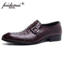 Модные Крокодил человек повседневная обувь Пояса из натуральной кожи коровы удобные Лоферы для женщин круглый носок дизайнерский бренд Для Мужчин's Бизнес Туфли без каблуков fd94