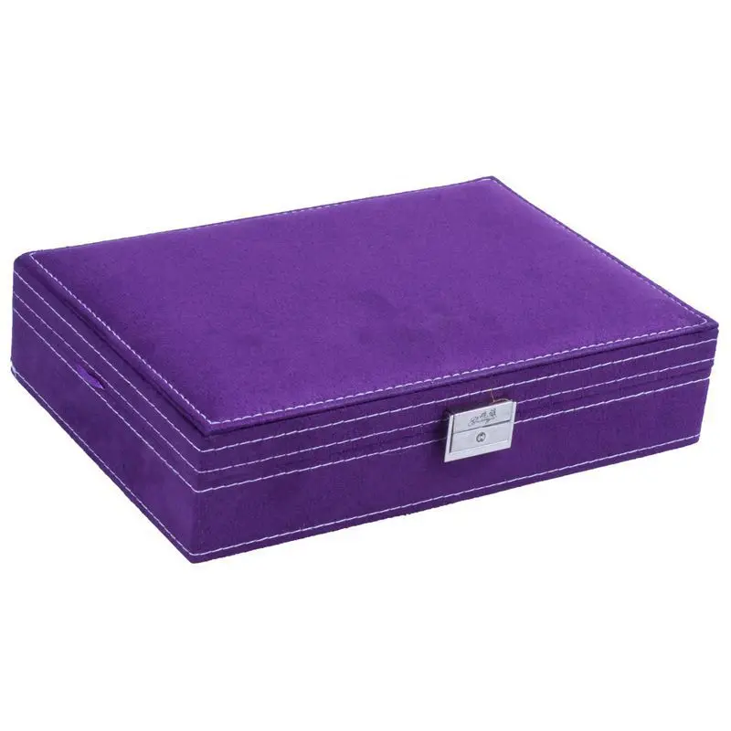 

Lockable Wooden Capacity Large Velvet Jewelry Earrings Storage Case Display Box