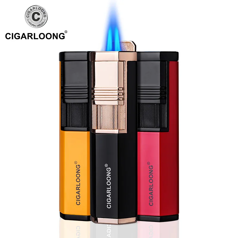 

CIGARLOONG Cigar Lighter double tube portable windproof straight into the inflatable lighter igniter with cigar drill CL-0116