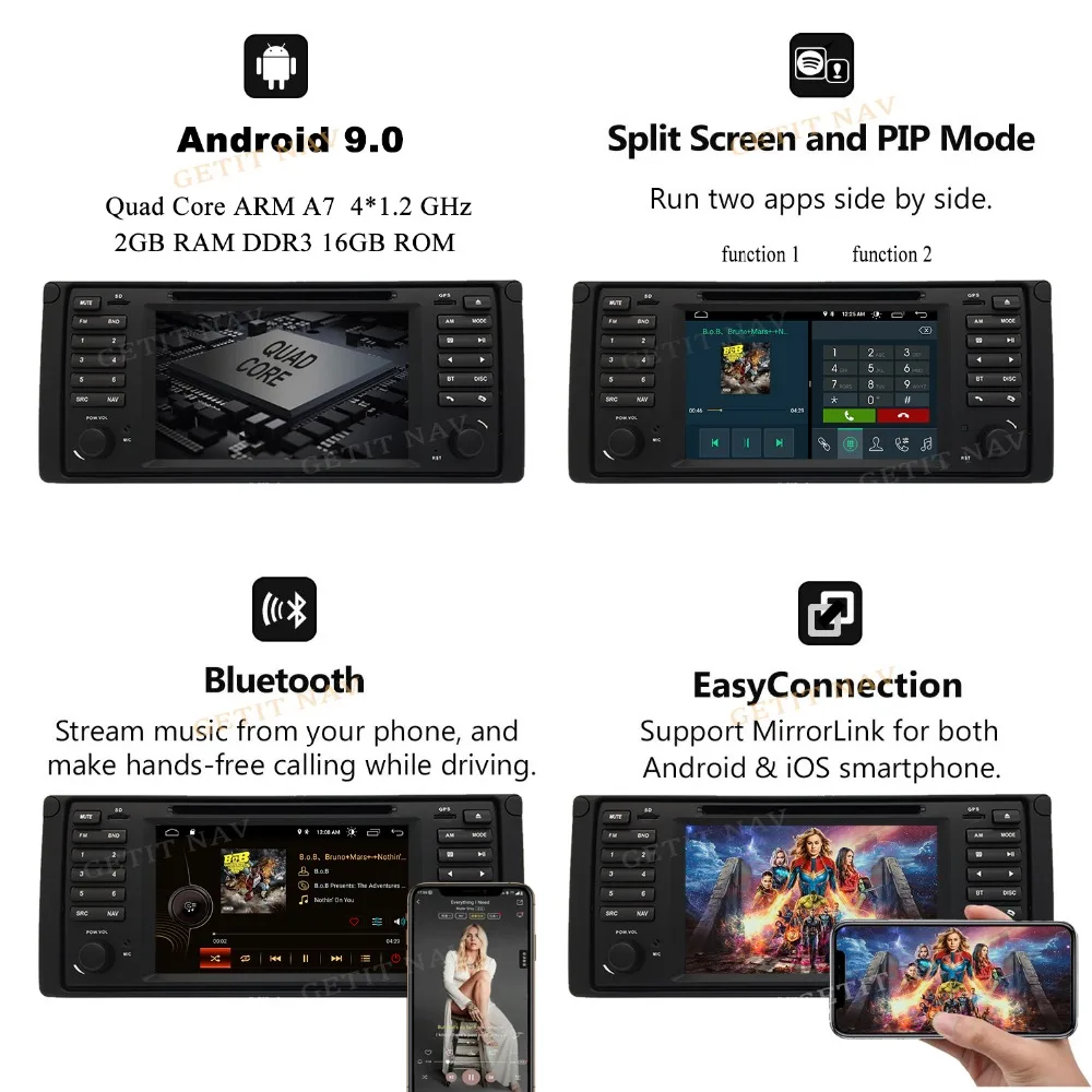 Cheap Original UI 1 din Android 9.0 Car DVD player for bmw E38 E39 With GPS Bluetooth Radio Steering wheel control Free Camera map 2